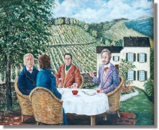 Literarisches Quartett Menzenberg Wilhelm Grimm, Jakob Grimm, Karl Simrock, Ferdinand Freiligrath